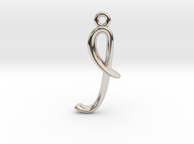 I Initial Charm in Rhodium Plated Brass