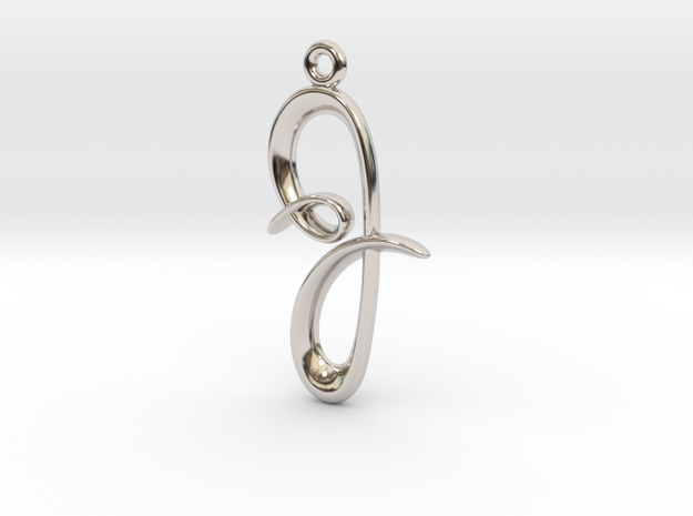 J Initial Charm in Rhodium Plated Brass