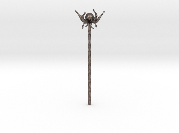 Floating Crystal Staff in Polished Bronzed Silver Steel