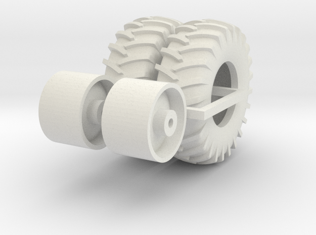1:64 scale 24.5-32 Wheel And Tire Pair in White Natural Versatile Plastic