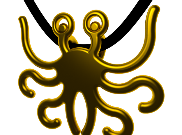 Flying Spaghetti Monster in Polished Gold Steel