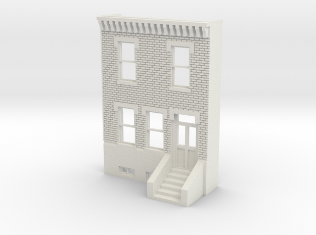 O SCALE ROW HOUSE FRONT BRICK 2S REV in White Natural Versatile Plastic