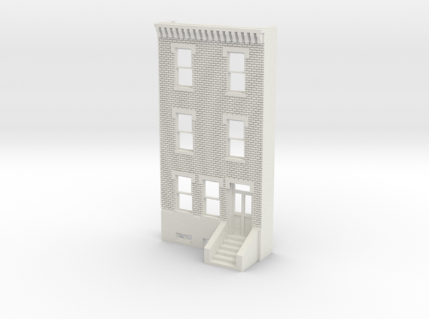 O SCALE ROW HOUSE FRONT BRICK 3S REV in White Natural Versatile Plastic