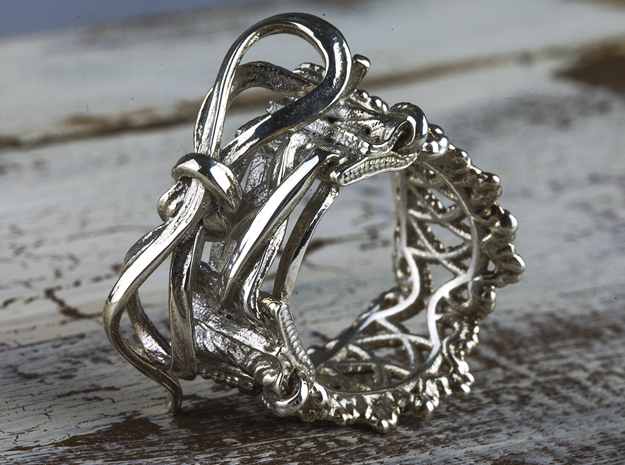 Corset ring  in Polished Silver
