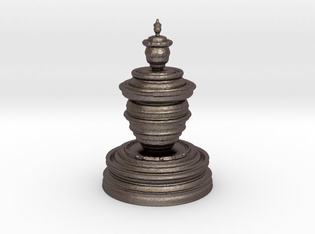 Fractality Chess - Pawn in Polished Bronzed Silver Steel