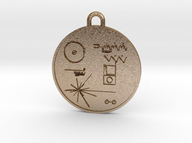 Voyager I Golden Record Pendant in Polished Gold Steel