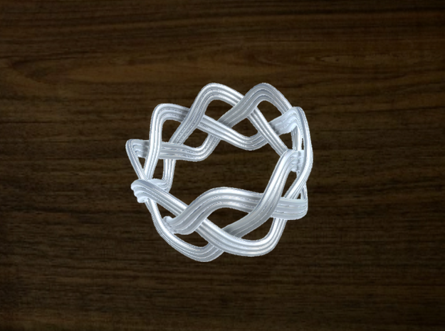 Turk's Head Knot Ring 3 Part X 8 Bight - Size 12.5 in White Natural Versatile Plastic