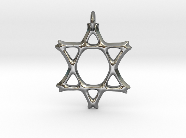 Star of David Pendant 02 in Polished Silver