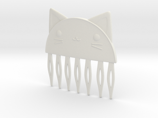 Cat Comb in White Natural Versatile Plastic