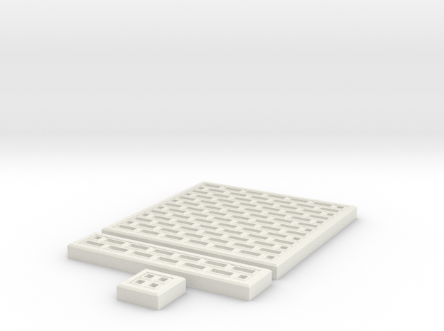 SciFi Tile 07 - Fishbone walkway in White Natural Versatile Plastic