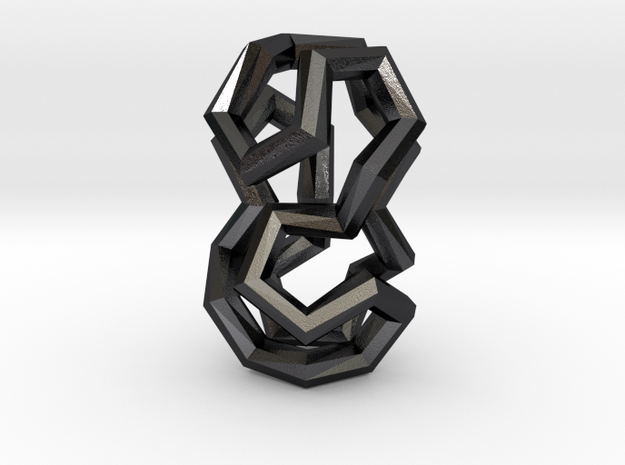 Stacked Dodecahedra Pendant in Polished and Bronzed Black Steel