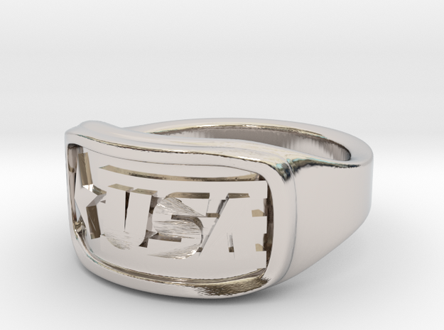 Ring USA 53mm in Rhodium Plated Brass