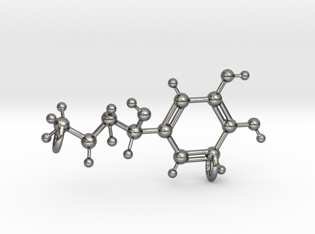 Adrenaline Molecule Pendant in Polished Silver