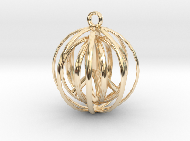 3D  Peace In A Protective Shield Pendant/Key Chain in 14K Yellow Gold