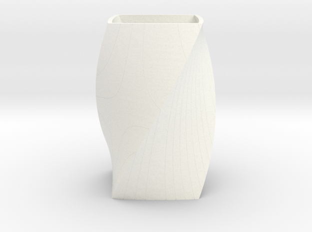 Twisted Vase in White Processed Versatile Plastic