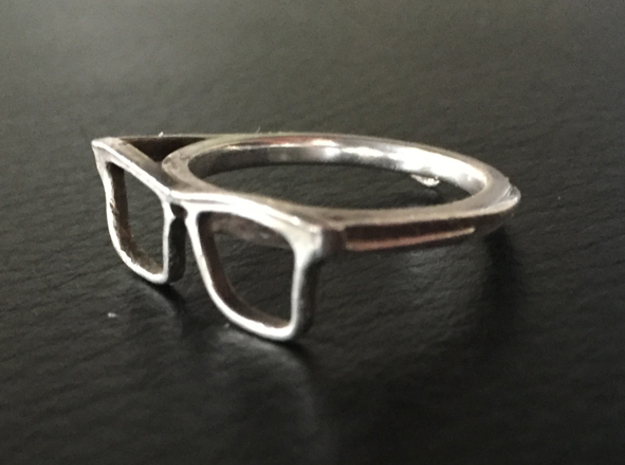 Hipster Glasses Ring Origin Size 10 (size 6-10) in Polished Silver