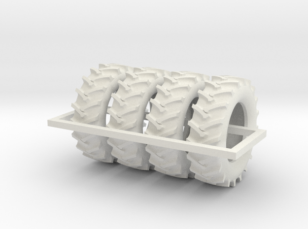1/64 480/70r34 R1 X 4 Tractor Tires in White Natural Versatile Plastic
