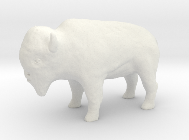 Miniature Bison in White Natural Versatile Plastic