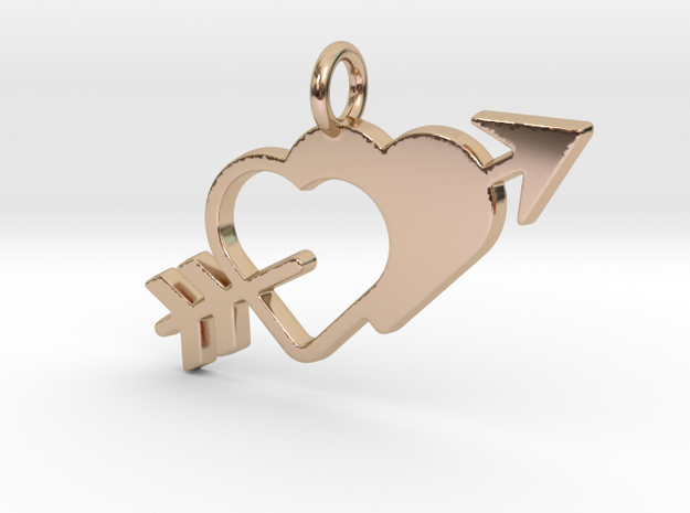 Love Arrow Pendant - Amour Collection in 14k Rose Gold Plated Brass