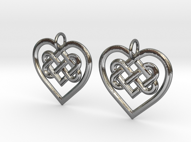 Celtic Heart earrings in Polished Silver