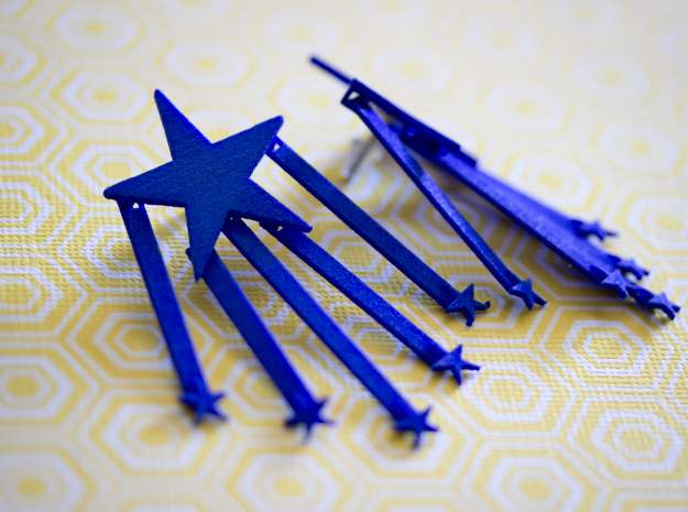 Stars And Stripes Earrings (for Studs) in Blue Processed Versatile Plastic