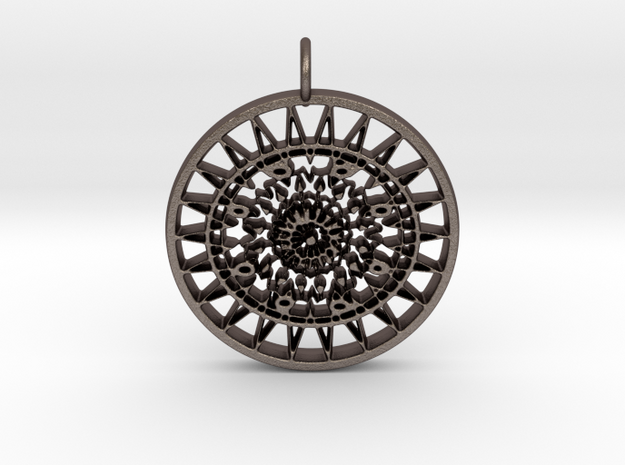 Ornamental keychain/pendant #3 in Polished Bronzed Silver Steel