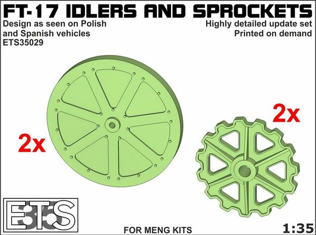 ETS35029 - FT17 - Idlers & Sprockets [1:35] in Smooth Fine Detail Plastic