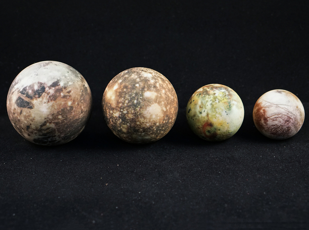 The four Galilean satellites to scale in Full Color Sandstone