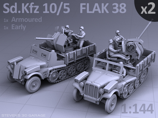 Sd.Kfz 10/5  FLAK 38  (2 pack) in Smooth Fine Detail Plastic