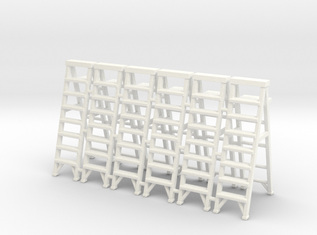 Stepladder 02. 1:64 scale in White Processed Versatile Plastic