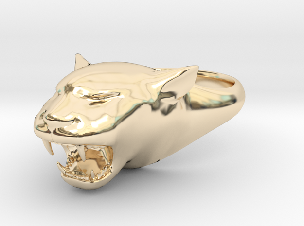 Cougar-Puma Ring , Mountain lion Ring Size 9  in 14K Yellow Gold