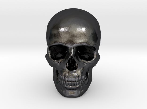 33mm 1.3in Human Skull (23mm/.9in wide) in Polished and Bronzed Black Steel