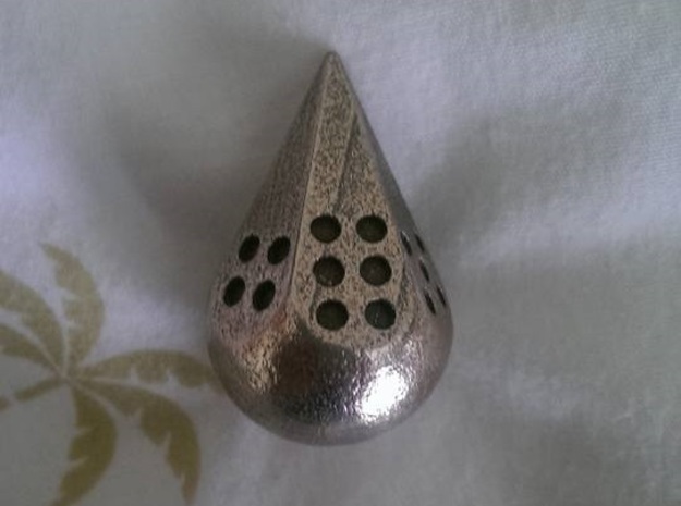 d6 Pipped Teardrop in Polished Bronzed Silver Steel