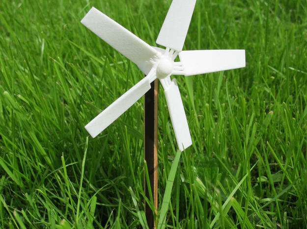 Chopstick Windmill - Western 5 blades in White Natural Versatile Plastic