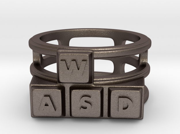 WASD Ring in Polished Bronzed Silver Steel: 8 / 56.75