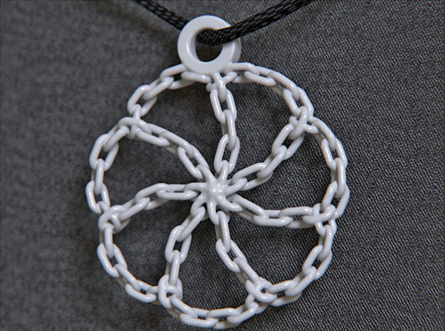 Chain Link Pendant in White Processed Versatile Plastic