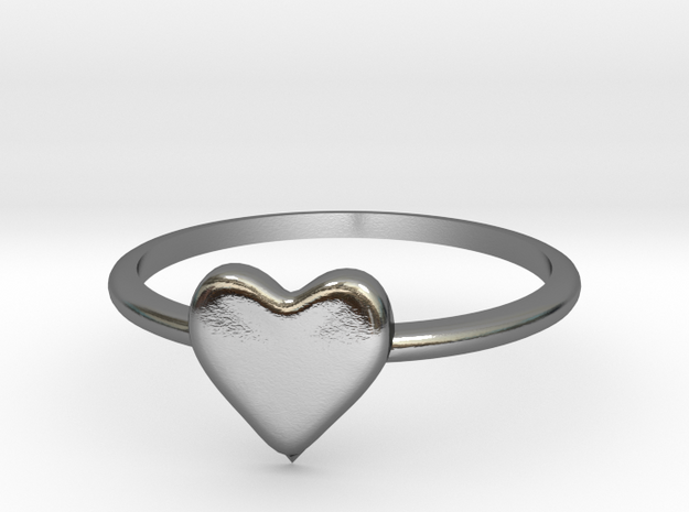 Heart-ring-solid-size-6 in Polished Silver