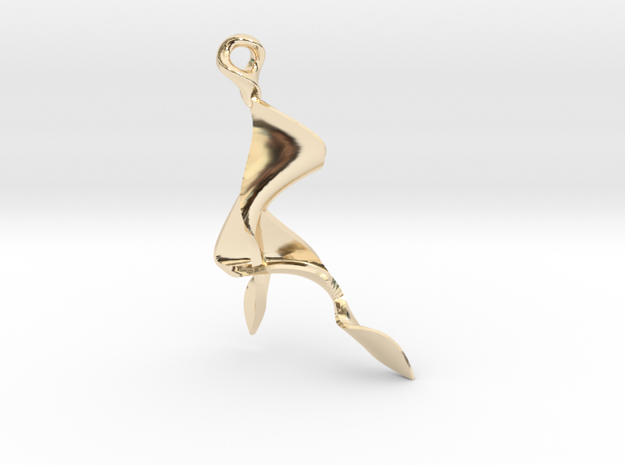 Pendant, Stylized 5 in 14k Gold Plated Brass