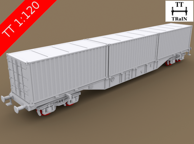  TT Scale Sgnss Container Wagon complete set (EU)  in Smooth Fine Detail Plastic