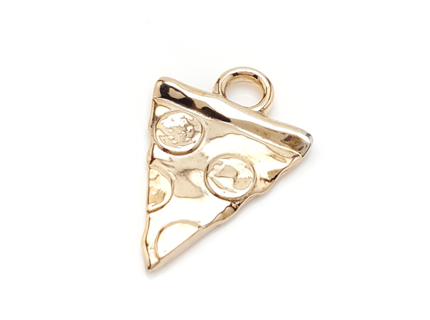 Pizza Charm in Polished Bronze