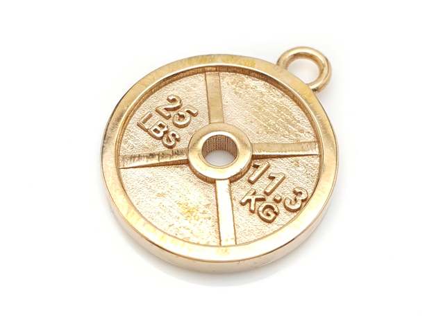 25 Lb Weight Plate Charm / Pendant in Polished Bronze