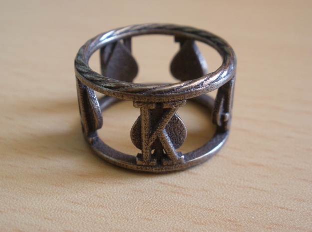 Royal Flush Spades Ring  in Rhodium Plated Brass: 8 / 56.75