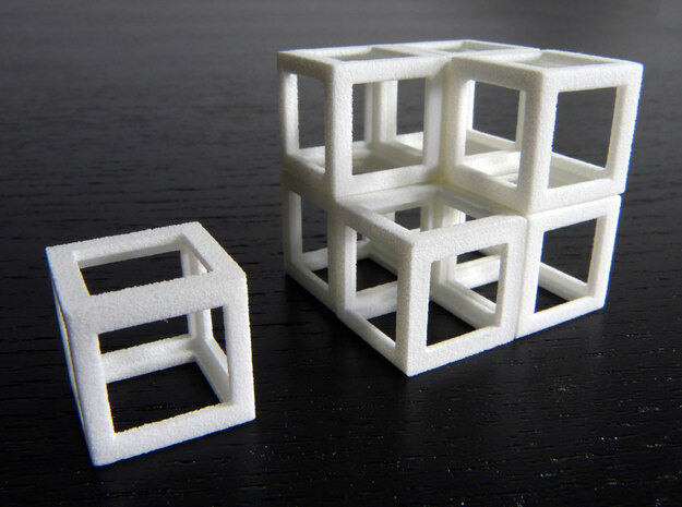 Eight cubes in White Natural Versatile Plastic