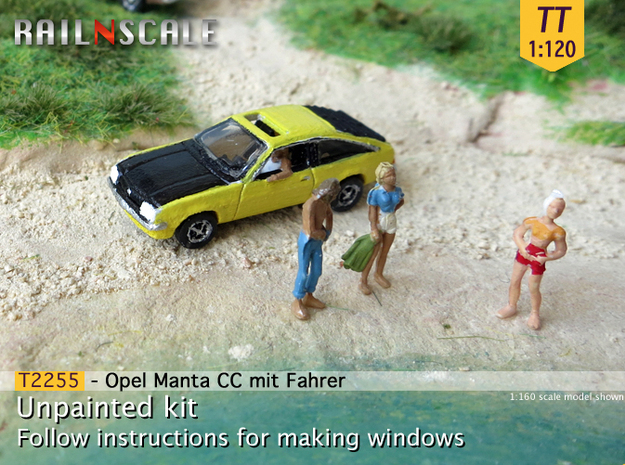 Opel Manta CC mit Fahrer (TT 1:120) in Smooth Fine Detail Plastic