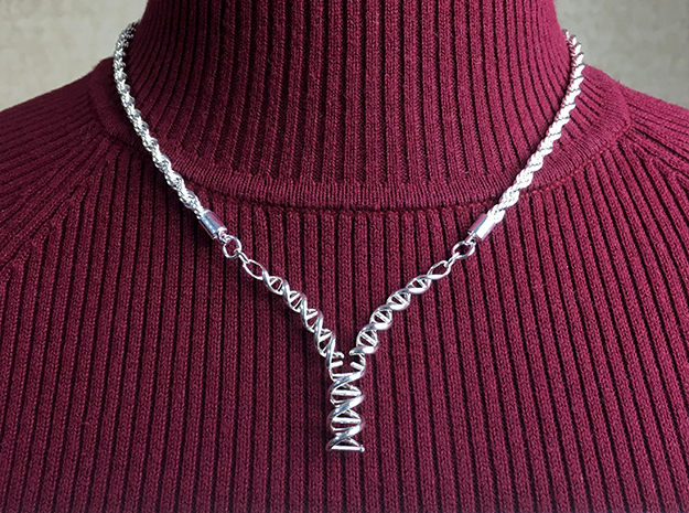 Replicating DNA Pendant in Polished Silver