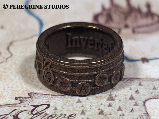 Ring - Inverted Song of Time in Polished Bronzed Silver Steel: 13 / 69