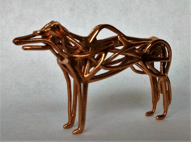 GeoHound Dog Pendant in Polished Bronze