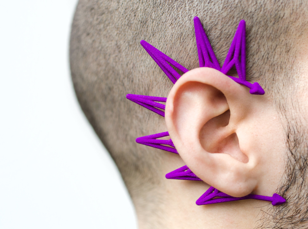 Unusual earcuff in Purple Processed Versatile Plastic