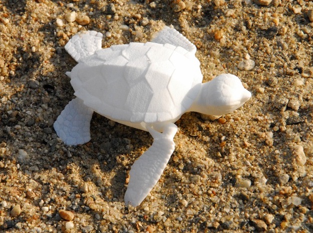Baby Articulated Sea Turtle in White Natural Versatile Plastic