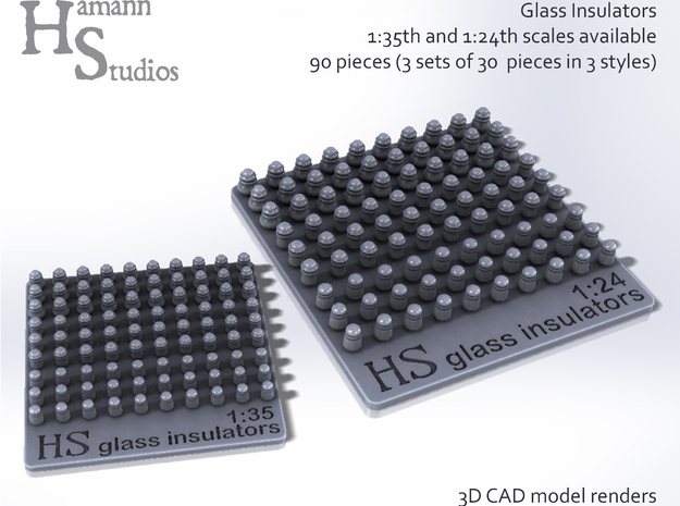 GLASS INSULATORS-24th Scale in Smooth Fine Detail Plastic